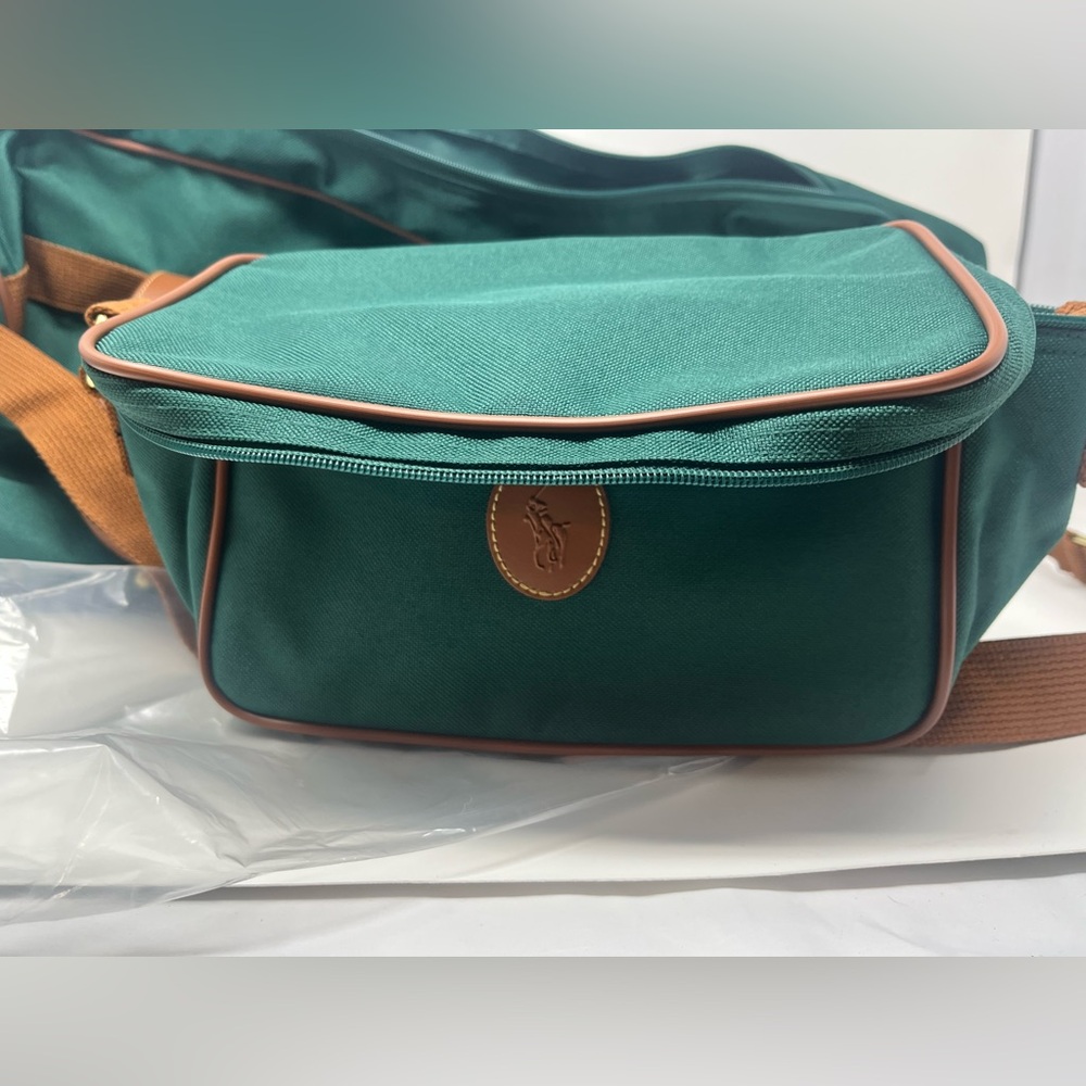 Set-POLO RALPH LAUREN Rolling Duffel/Toiletry Bags Carry On Green Canvas VTG NEW - Picture 3 of 10